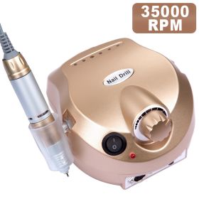 35000RPM Electric Nail Drill Professional Manicure Machine Nail Sander Set Nail Drill Bit Portable Nail Salon Polisher Equipment (Color: Gold)