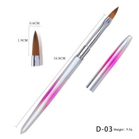 New Metal Pure Mink Hair Nail Crystal Pen Siberian Crystal Carved Brush (Color: D-03)