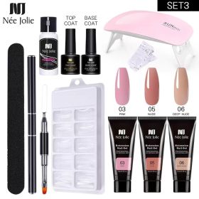 Nail Gel Set 6W LED Lamp Full Manicure Set Quick Extension Nail Kit Gel Building Polygels Set For Nails Tool Kit Nail Art Kit (Color: eleven piece set 3)