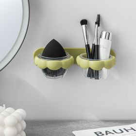 Beauty egg organizer sponge makeup egg bracket wall-mounted non-perforated drainage drying breathable shelf (select: ER04-green)