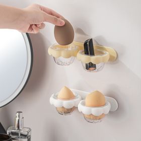 Beauty egg organizer sponge makeup egg bracket wall-mounted non-perforated drainage drying breathable shelf (select: ER04-Cream color)