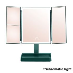 Rechargeable Foldable Makeup Mirror With LED Light 360¬∞ Adjust Wireless 1-3X Magnifying 3 Tone Light Desktop Vanity Table Mirror (Emitting Color: three lights2, Ships From: CN)