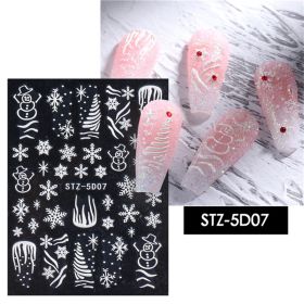 1 piece New nail stickers ins stereo 5D embossed Christmas snowflake French adhesive nail stickers (design: STZ-5D07)