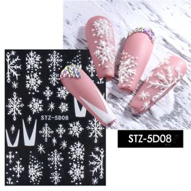 1 piece New nail stickers ins stereo 5D embossed Christmas snowflake French adhesive nail stickers (design: STZ-5D08)