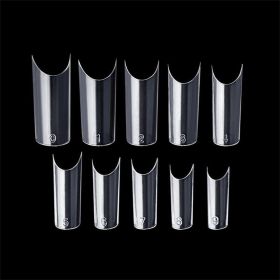 1 Box 100 Pieces Half Cover C-shape Coffin Nail Tip Artificial Fingernails (Color: clear)