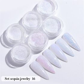 6PCS/Set Nail Beauty Chrome Glitter Kit;  Nail Sequin Nail Art Mirror Powder Decoration (design: 16)