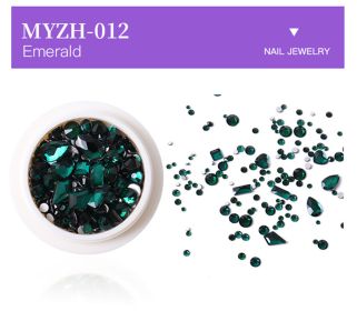 1Box Crystal Clear Mixed Design Nail Back Flat Rhinestone Crystal Glass Stone Jewelry (Color: MYZH-012)