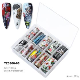 1Box Spot The Whole Network New Product 2022 New Nail Art Transfer Paper Flower Laser Butterfly Character Punk Star Transfer Paper Nail Stickers (design: TZ0306-06)