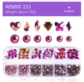 1 Box Different Shape Nail Stones 3D DIY Nail Art Crystal  Diamond Decoration Rhinestone (Color: #ZSHZ-211)