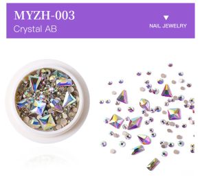 1Box Crystal Clear Mixed Design Nail Back Flat Rhinestone Crystal Glass Stone Jewelry (Color: MYZH-003)