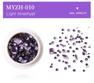 1Box Crystal Clear Mixed Design Nail Back Flat Rhinestone Crystal Glass Stone Jewelry (Color: MYZH-010)