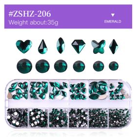 1 Box Different Shape Nail Stones 3D DIY Nail Art Crystal  Diamond Decoration Rhinestone (Color: #ZSHZ-206)