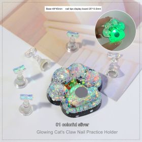 1 piece Cross-border new nail art cat claw lamp luminous aurora practice nail plate display base nail tray palette (Color: 1)