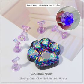 1 piece Cross-border new nail art cat claw lamp luminous aurora practice nail plate display base nail tray palette (Color: 2)