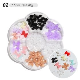 1 Box Nail Jewelry  Flower Bow Aurora Patch Bear Rhinestone Pearl Mixed Nail Decoration Drill Sequins (design: 2)