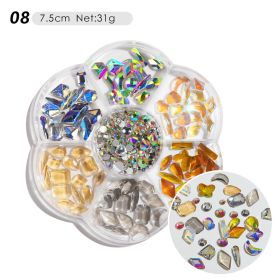 1 Box Nail Jewelry  Flower Bow Aurora Patch Bear Rhinestone Pearl Mixed Nail Decoration Drill Sequins (design: 8)