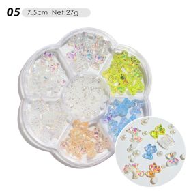 1 Box Nail Jewelry  Flower Bow Aurora Patch Bear Rhinestone Pearl Mixed Nail Decoration Drill Sequins (design: 5)