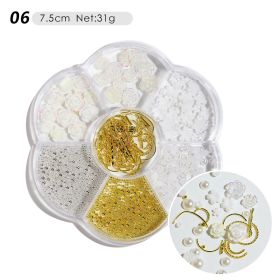 1 Box Nail Jewelry  Flower Bow Aurora Patch Bear Rhinestone Pearl Mixed Nail Decoration Drill Sequins (design: 6)