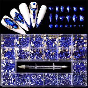 21 Grids a Box; Hot Sale 21 Grid Boxed Nail Diamond Flat Glass Shaped Diamond DIY Nail Rhinestone Nail Art Jewelry Set (design: 9)