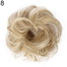 Women Hair Bun Extension Wavy Curly Messy Donut Chignons Wig Hairpiece (Color: 8)