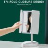 360¬∞ Adjust Foldable Makeup Mirror With LED Light Rechargeable Wireless 1-3X Magnifying 3 Tone Light Desktop Vanity Mirror Table