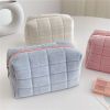 Plush Makeup Bag Checkered Cosmetic Bag Cosmetic Travel Bag Large Zipper Travel Toiletry Bag Portable Multi Functional Capacity Bag Cute Makeup Brushe